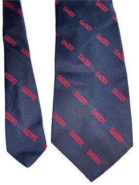 CAPPUCCINO Navy Tie With “DADDY” in Red Printed Throughout. Material:  unknown